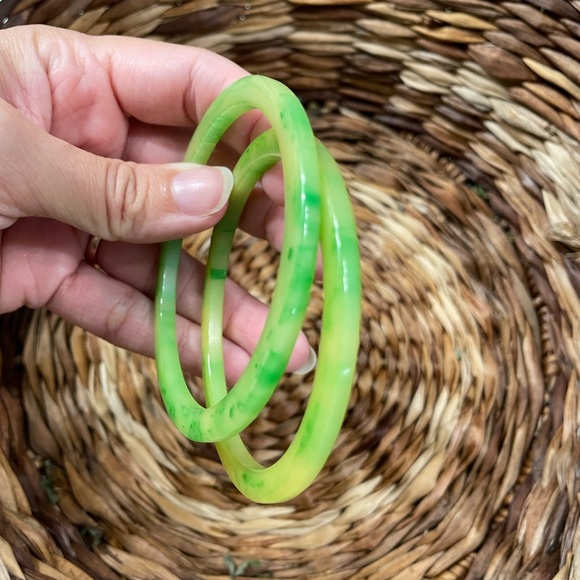 Bakelite Bracelet Set - Green Yellow - Picture 2 of 4